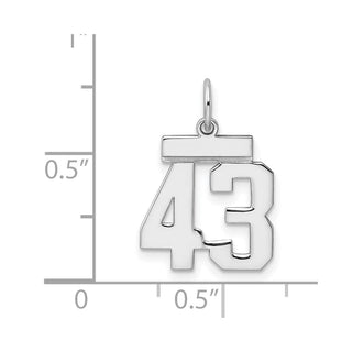 Sterling Silver Rhodium-plated Small Polished Number 43 Charm