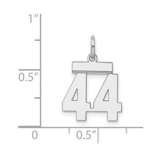 Sterling Silver Rhodium-plated Small Polished Number 44 Charm