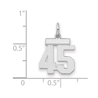 Sterling Silver Rhodium-plated Small Polished Number 45 Charm