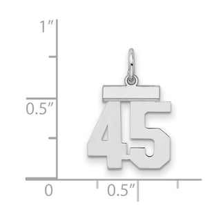 Sterling Silver Rhodium-plated Small Polished Number 45 Charm