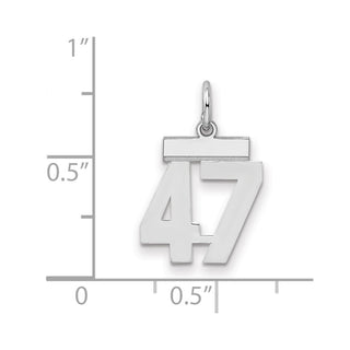 Sterling Silver Rhodium-plated Small Polished Number 47 Charm