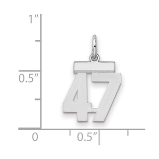 Sterling Silver Rhodium-plated Small Polished Number 47 Charm