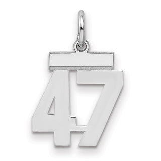 Sterling Silver Rhodium-plated Small Polished Number 47 Charm