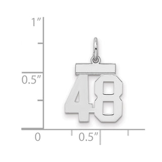 Sterling Silver Rhodium-plated Small Polished Number 48 Charm