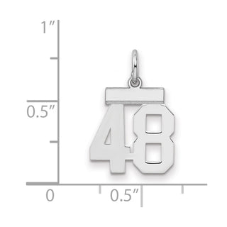 Sterling Silver Rhodium-plated Small Polished Number 48 Charm