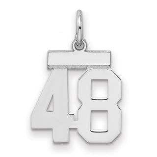 Sterling Silver Rhodium-plated Small Polished Number 48 Charm
