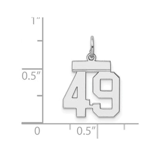 Sterling Silver Rhodium-plated Small Polished Number 49 Charm