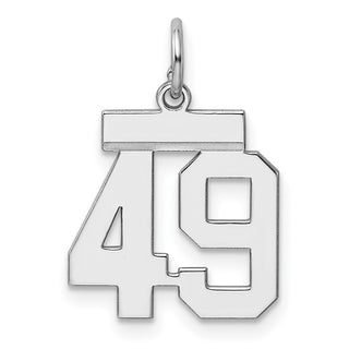 Sterling Silver Rhodium-plated Small Polished Number 49 Charm