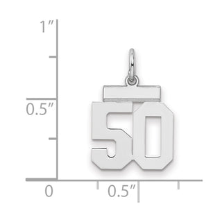 Sterling Silver Rhodium-plated Small Polished Number 50 Charm