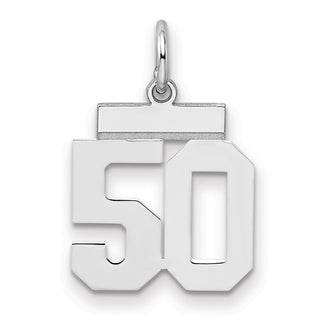 Sterling Silver Rhodium-plated Small Polished Number 50 Charm