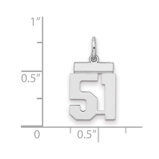 Sterling Silver Rhodium-plated Small Polished Number 51 Charm