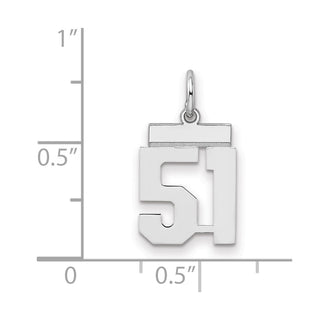 Sterling Silver Rhodium-plated Small Polished Number 51 Charm