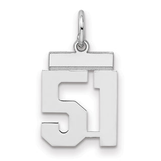 Sterling Silver Rhodium-plated Small Polished Number 51 Charm