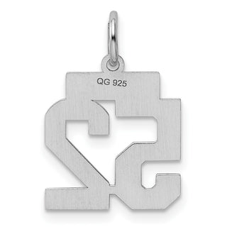 Sterling Silver Rhodium-plated Small Polished Number 52 Charm