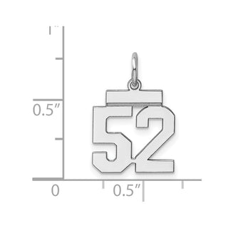 Sterling Silver Rhodium-plated Small Polished Number 52 Charm