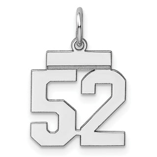 Sterling Silver Rhodium-plated Small Polished Number 52 Charm