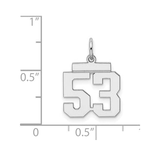 Sterling Silver Rhodium-plated Small Polished Number 53 Charm
