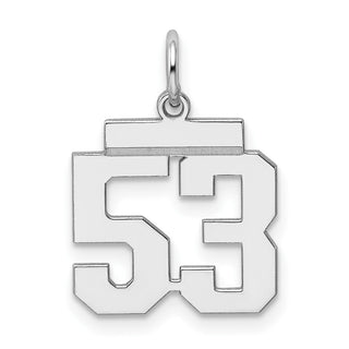 Sterling Silver Rhodium-plated Small Polished Number 53 Charm