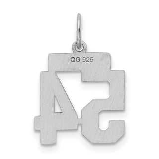 Sterling Silver Rhodium-plated Small Polished Number 54 Charm