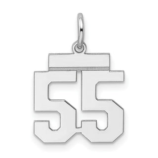 Sterling Silver Rhodium-plated Small Polished Number 55 Charm