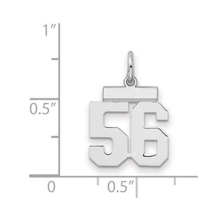 Sterling Silver Rhodium-plated Small Polished Number 56 Charm