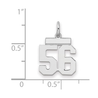 Sterling Silver Rhodium-plated Small Polished Number 56 Charm