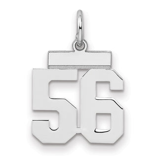 Sterling Silver Rhodium-plated Small Polished Number 56 Charm