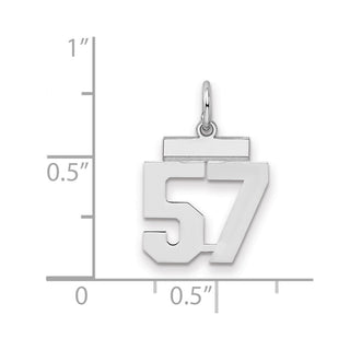 Sterling Silver Rhodium-plated Small Polished Number 57 Charm