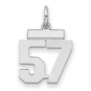 Sterling Silver Rhodium-plated Small Polished Number 57 Charm