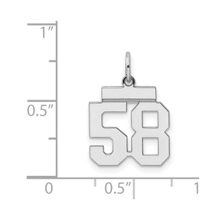 Sterling Silver Rhodium-plated Small Polished Number 58 Charm