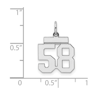 Sterling Silver Rhodium-plated Small Polished Number 58 Charm