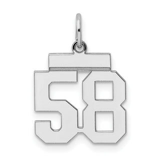 Sterling Silver Rhodium-plated Small Polished Number 58 Charm