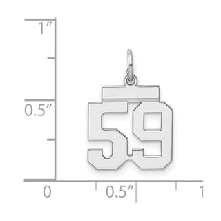Sterling Silver Rhodium-plated Small Polished Number 59 Charm