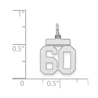 Sterling Silver Rhodium-plated Small Polished Number 60 Charm