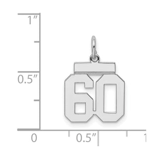 Sterling Silver Rhodium-plated Small Polished Number 60 Charm