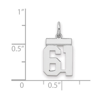 Sterling Silver Rhodium-plated Small Polished Number 61 Charm