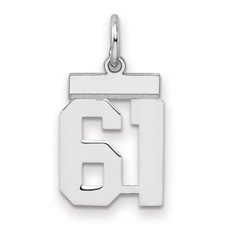 Sterling Silver Rhodium-plated Small Polished Number 61 Charm