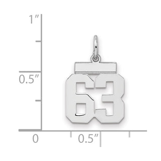 Sterling Silver Rhodium-plated Small Polished Number 63 Charm