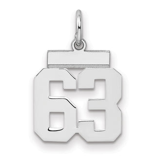 Sterling Silver Rhodium-plated Small Polished Number 63 Charm