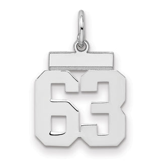 Sterling Silver Rhodium-plated Small Polished Number 63 Charm