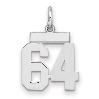 Sterling Silver Rhodium-plated Small Polished Number 64 Charm