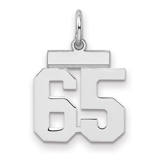 Sterling Silver Rhodium-plated Small Polished Number 65 Charm