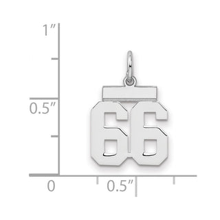 Sterling Silver Rhodium-plated Small Polished Number 66 Charm