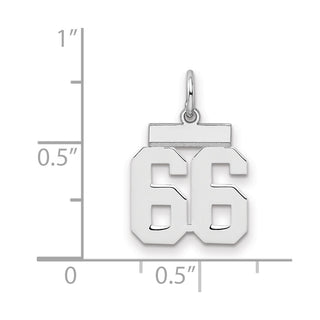 Sterling Silver Rhodium-plated Small Polished Number 66 Charm
