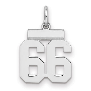 Sterling Silver Rhodium-plated Small Polished Number 66 Charm