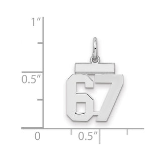 Sterling Silver Rhodium-plated Small Polished Number 67 Charm
