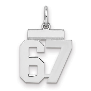 Sterling Silver Rhodium-plated Small Polished Number 67 Charm