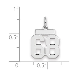 Sterling Silver Rhodium-plated Small Polished Number 68 Charm