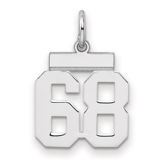 Sterling Silver Rhodium-plated Small Polished Number 68 Charm
