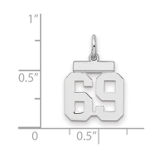 Sterling Silver Rhodium-plated Small Polished Number 69 Charm